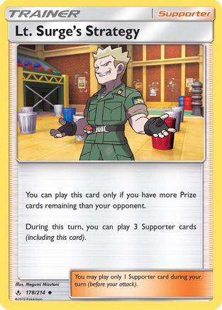 Lt. Surge's Strategy 178/214 - Reverse Holofoil SM Unbroken Bonds - Uncommon
