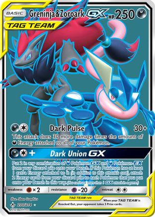 Greninja & Zoroark GX (200) (Full Art) (200) 200 - Holofoil SM Unbroken Bonds - Ultra Rare