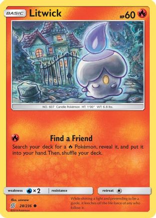 Litwick (28) (28) 028/236 - Reverse Holofoil SM Unified Minds - Common