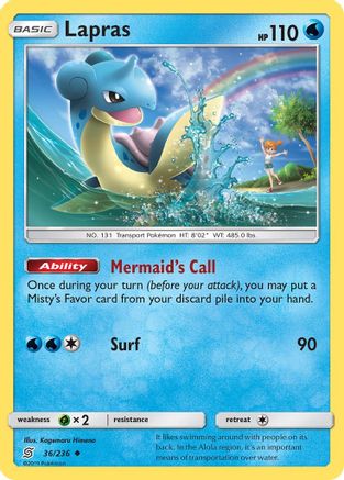 Lapras 036/236 - Reverse Holofoil SM Unified Minds - Uncommon