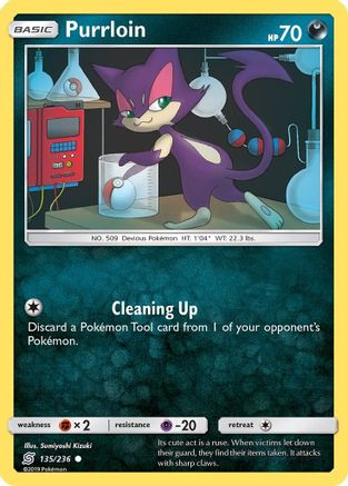 Purrloin 135/236 - Reverse Holofoil SM Unified Minds - Common
