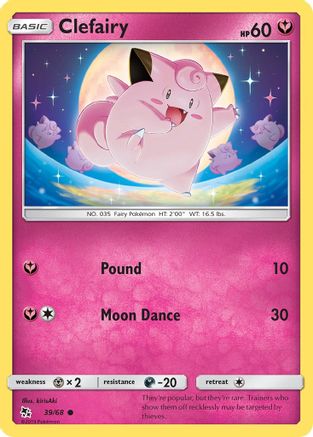 Clefairy (39) (39) 039/68 - Reverse Holofoil Hidden Fates - Common