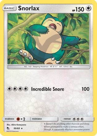 Snorlax 050/68 - Reverse Holofoil Hidden Fates - Rare