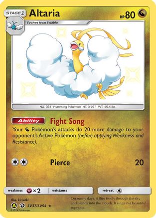 Altaria SV37/SV94 - Holofoil Hidden Fates Shiny Vault - Shiny Holo Rare