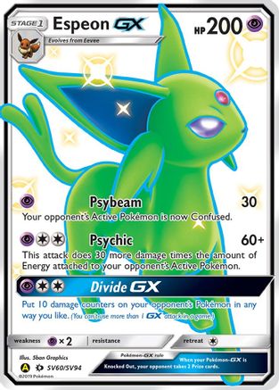 Espeon GX SV60 - Holofoil Hidden Fates Shiny Vault - Shiny Holo Rare