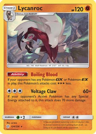 Lycanroc 124 - Reverse Holofoil SM Cosmic Eclipse - Holo Rare