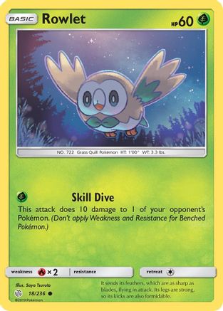 Rowlet 018/236 - Reverse Holofoil SM Cosmic Eclipse - Common