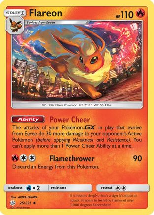 Flareon 025/236 - Reverse Holofoil SM Cosmic Eclipse - Uncommon