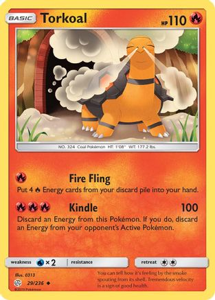 Torkoal 029/236 - Reverse Holofoil SM Cosmic Eclipse - Uncommon