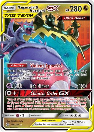 Naganadel & Guzzlord GX 158/236 - Holofoil SM Cosmic Eclipse - Ultra Rare