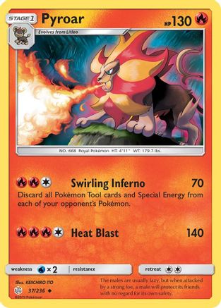 Pyroar 037 - Reverse Holofoil SM Cosmic Eclipse - Uncommon