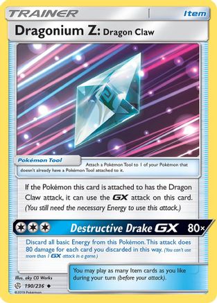 Dragonium Z: Dragon Claw 190/236 - Reverse Holofoil SM Cosmic Eclipse - Uncommon