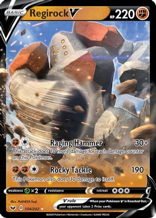 Regirock V 104/202 - Holofoil SWSH01 Sword & Shield Base Set - Ultra Rare