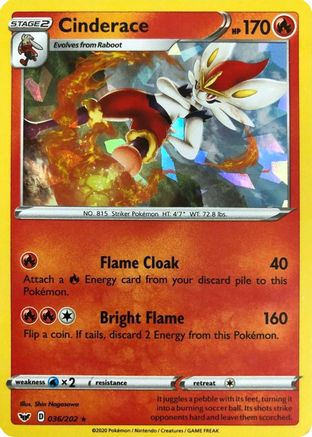 Cinderace (Cracked Ice Holo) 036/202 - Holofoil Deck Exclusives - Holo Rare