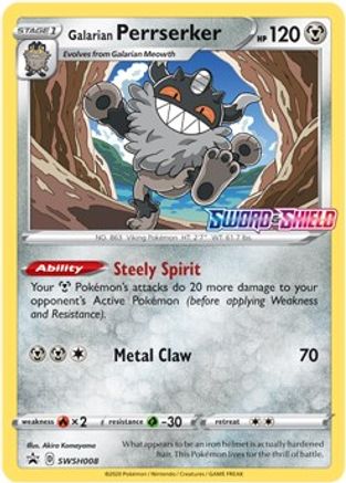 Galarian Perrserker (Prerelease) SWSH008 - Holofoil SWSH Sword & Shield Promo Cards - Promo