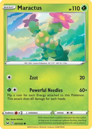 Maractus 007/202 - Reverse Holofoil SWSH01 Sword & Shield Base Set - Common