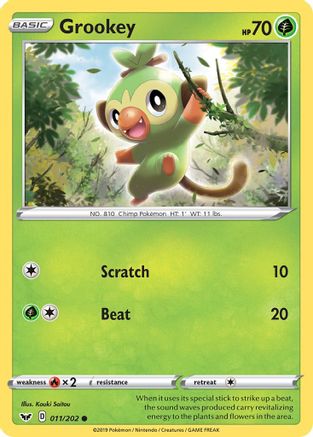 Grookey (011) (011) 011/202 SWSH01 Sword & Shield Base Set - Common