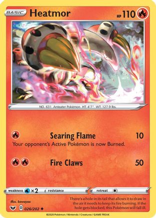 Heatmor 026/202 - Reverse Holofoil SWSH01 Sword & Shield Base Set - Uncommon