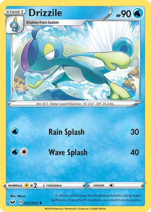 Drizzile (057) (057) 057/202 - Reverse Holofoil SWSH01 Sword & Shield Base Set - Uncommon