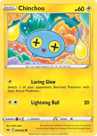 Chinchou (068) (068) 068/202 - Reverse Holofoil SWSH01 Sword & Shield Base Set - Common