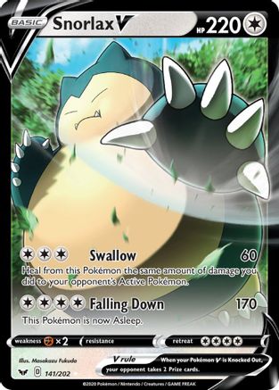 Snorlax V 141/202 - Holofoil SWSH01 Sword & Shield Base Set - Ultra Rare