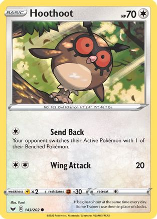 Hoothoot 143/202 SWSH01 Sword & Shield Base Set - Common