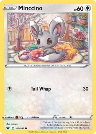 Minccino (146) (146) 146/202 - Reverse Holofoil SWSH01 Sword & Shield Base Set - Common