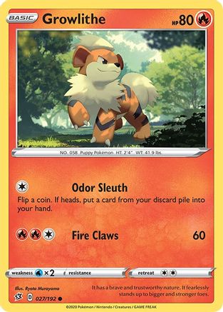 Growlithe 027/192 - Reverse Holofoil SWSH02 Rebel Clash - Common