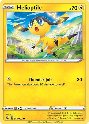 Helioptile 063/192 - Reverse Holofoil SWSH02 Rebel Clash - Common