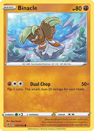 Binacle 103/192 - Reverse Holofoil SWSH02 Rebel Clash - Common