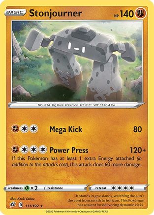 Stonjourner 111/192 - Reverse Holofoil SWSH02 Rebel Clash - Holo Rare