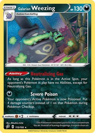 Galarian Weezing 113/192 - Holofoil SWSH02 Rebel Clash - Holo Rare