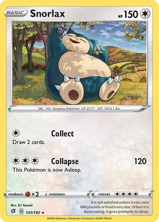 Snorlax 141/192 - Reverse Holofoil SWSH02 Rebel Clash - Rare