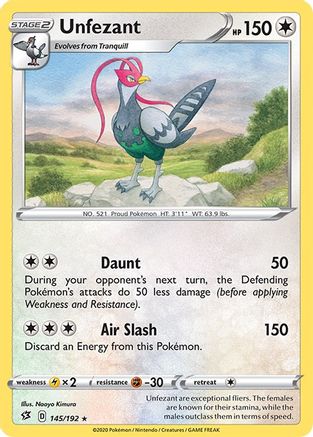 Unfezant 145/192 SWSH02 Rebel Clash - Rare