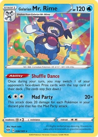 Galarian Mr. Rime 036/189 SWSH03 Darkness Ablaze - Rare