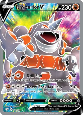 Rhyperior V (Full Art) 181/189 - Holofoil SWSH03 Darkness Ablaze - Ultra Rare