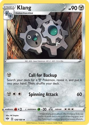 Klang 126/189 SWSH03 Darkness Ablaze - Uncommon