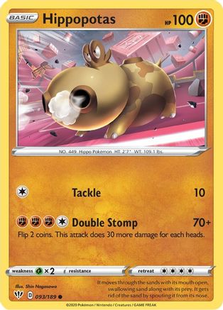 Hippopotas 093/189 SWSH03 Darkness Ablaze - Common