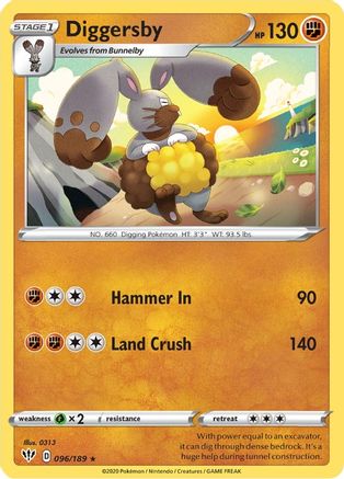Diggersby 096/189 - Reverse Holofoil SWSH03 Darkness Ablaze - Rare