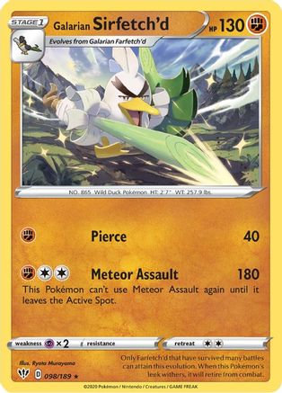 Galarian Sirfetch'd 098/189 - Reverse Holofoil SWSH03 Darkness Ablaze - Rare