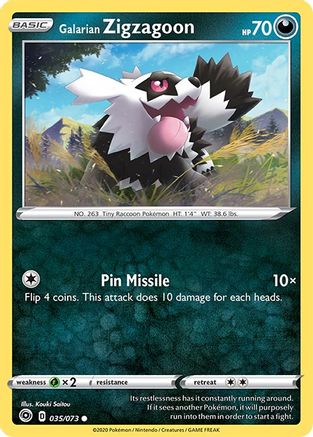 Galarian Zigzagoon 035/73 Champions Path - Common