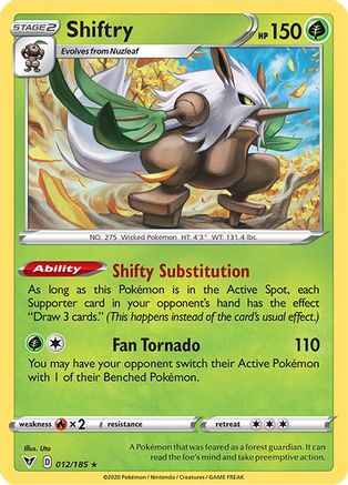 Shiftry 012/185 - Reverse Holofoil SWSH04 Vivid Voltage - Rare