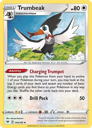 Trumbeak 144/185 - Reverse Holofoil SWSH04 Vivid Voltage - Uncommon