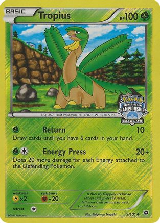 Tropius (National Championships) 005/101 - Reverse Holofoil League & Championship Cards - Promo