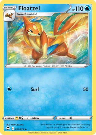 Floatzel 023/072 - Reverse Holofoil Shining Fates - Uncommon