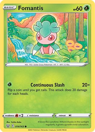 Fomantis 014/163 - Reverse Holofoil SWSH05 Battle Styles - Common
