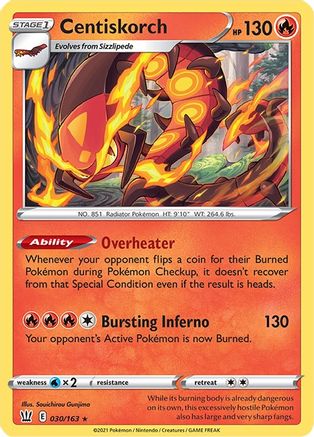 Centiskorch 030/163 - Reverse Holofoil SWSH05 Battle Styles - Rare