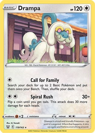 Drampa 119/163 - Reverse Holofoil SWSH05 Battle Styles - Rare