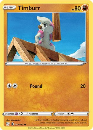 Timburr 073/163 - Reverse Holofoil SWSH05 Battle Styles - Common