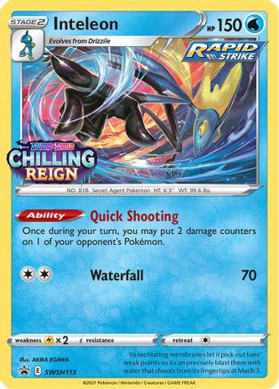 Inteleon (Prerelease) SWSH113 - Holofoil SWSH Sword & Shield Promo Cards - Promo